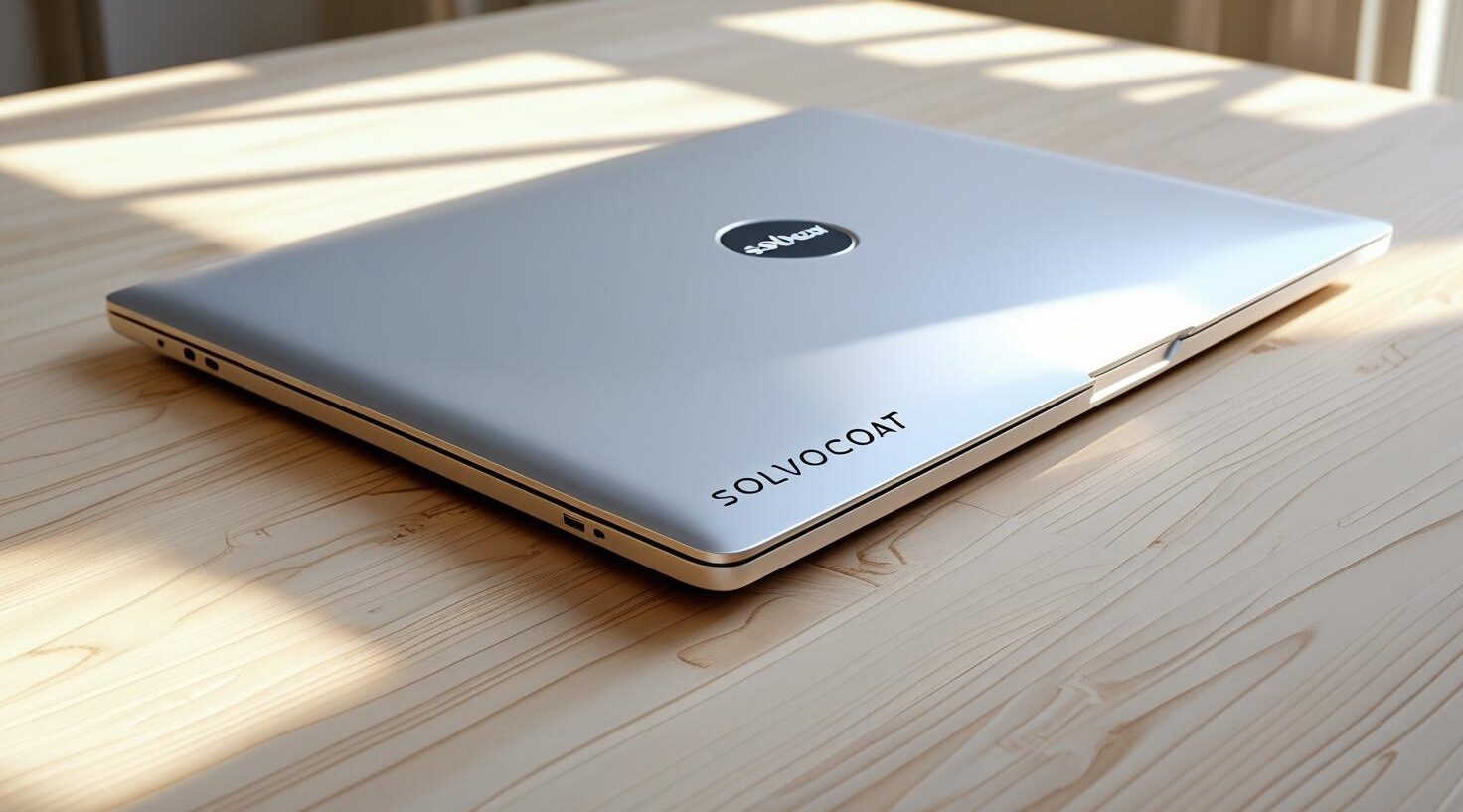 thumbnail_Back of a laptop on a desk with Solvocoat written on it