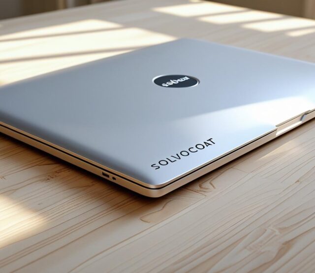 thumbnail_Back of a laptop on a desk with Solvocoat written on it